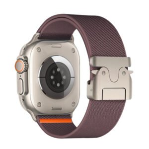 Bracelet En Nylon Tissé élastique Boucle Parachute Compatible à Apple Watch - Marron