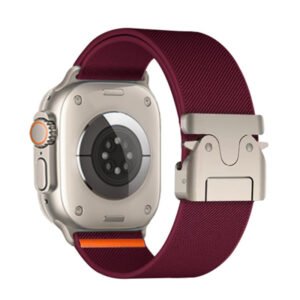 Rouge - Bracelet En Nylon Tissé élastique Boucle Parachute Compatible à Apple Watch Rouge
